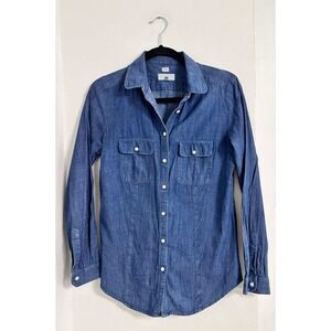 LOFT Chambray Button Down Shirt Blue Womens Small